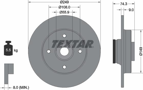 Textar 92194103 - Гальмівний диск autozip.com.ua