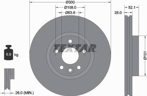 Textar 92196900 - Гальмівний диск autozip.com.ua