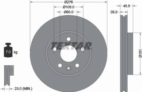 Textar 92198900 - Гальмівний диск autozip.com.ua