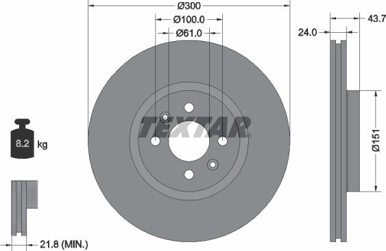 Textar 92149503 - Гальмівний диск autozip.com.ua