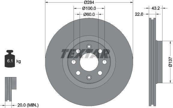 Textar 92145800 - Гальмівний диск autozip.com.ua