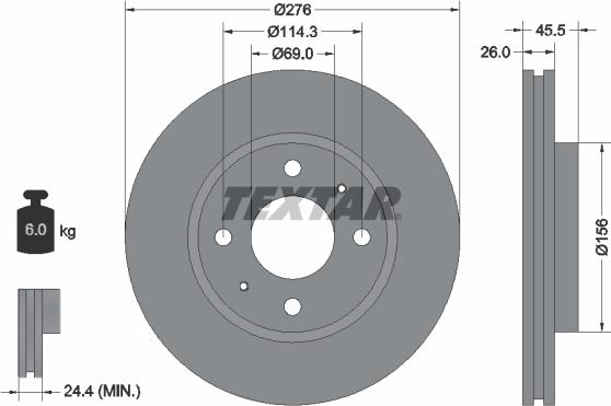 Textar 92148700 - Гальмівний диск autozip.com.ua