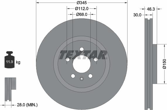 Textar 92143900 - Гальмівний диск autozip.com.ua