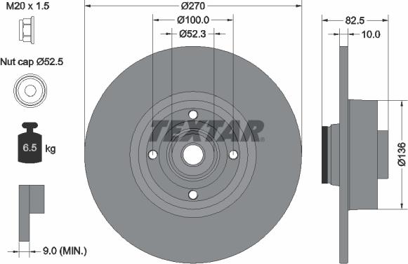 Textar 92154500 - Гальмівний диск autozip.com.ua