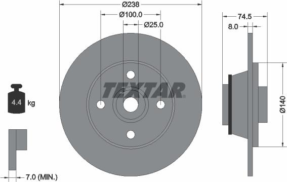 Textar 92154100 - Гальмівний диск autozip.com.ua