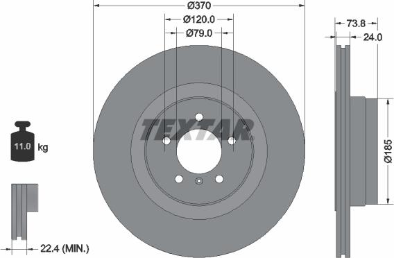 Textar 92155203 - Гальмівний диск autozip.com.ua