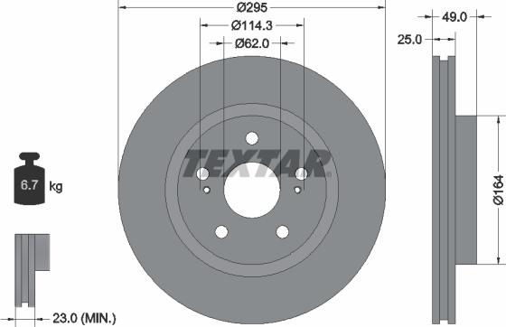 Textar 92156500 - Гальмівний диск autozip.com.ua