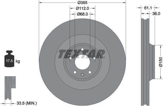 Textar 92151303 - Гальмівний диск autozip.com.ua