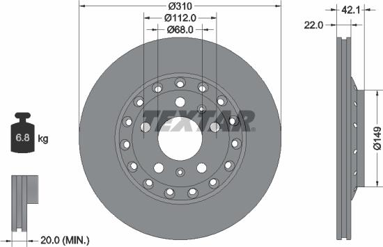 Textar 92152303 - Гальмівний диск autozip.com.ua