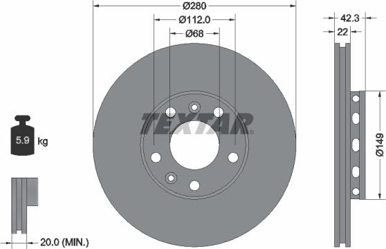 Textar 92152203 - Гальмівний диск autozip.com.ua