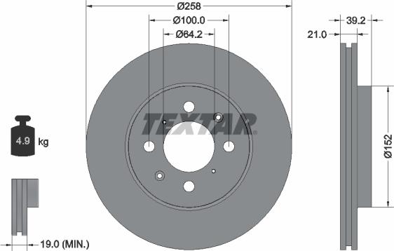 Textar 92165900 - Гальмівний диск autozip.com.ua