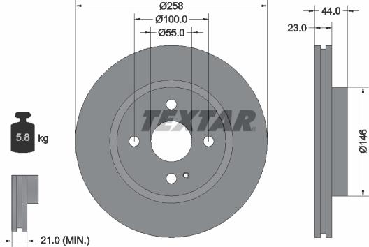 Textar 92166800 - Гальмівний диск autozip.com.ua