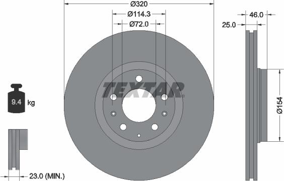 Textar 92166300 - Гальмівний диск autozip.com.ua