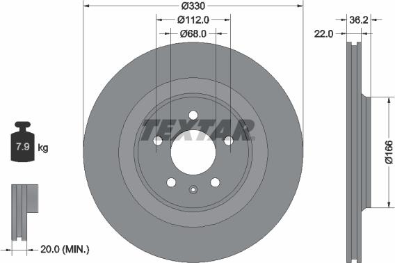 Textar 92160305 - Гальмівний диск autozip.com.ua