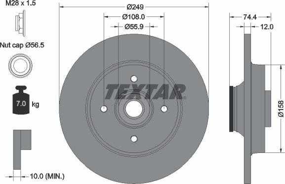 Textar 92168700 - Гальмівний диск autozip.com.ua