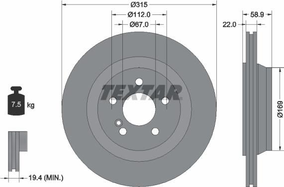 Textar 92109005 - Гальмівний диск autozip.com.ua