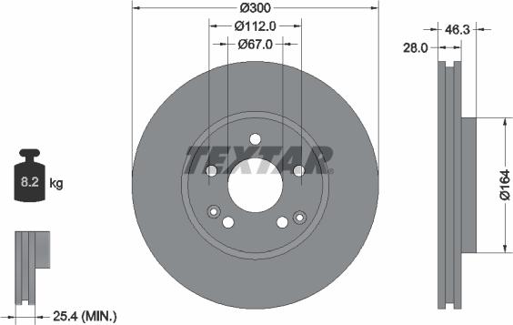 Textar 92106005 - Гальмівний диск autozip.com.ua