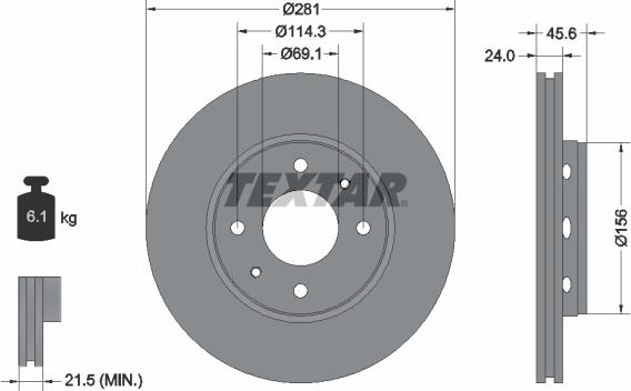 Textar 92100400 - Гальмівний диск autozip.com.ua