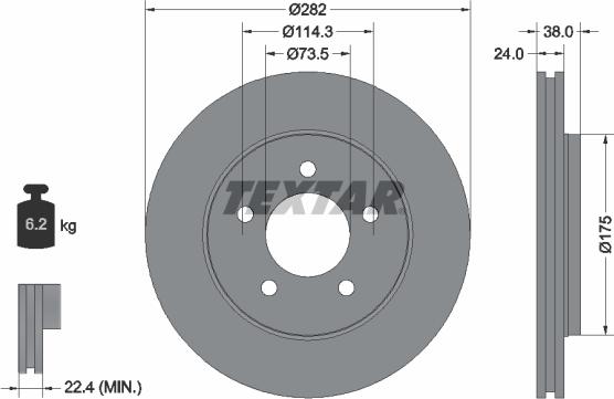 Textar 92108700 - Гальмівний диск autozip.com.ua