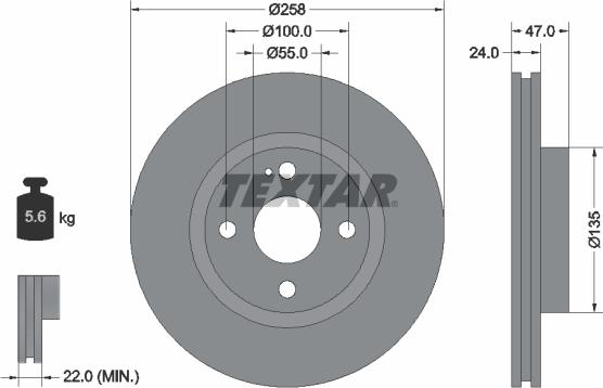 Textar 92103100 - Гальмівний диск autozip.com.ua