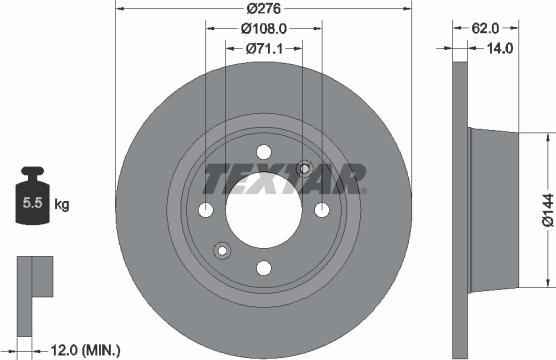 Textar 92107900 - Гальмівний диск autozip.com.ua