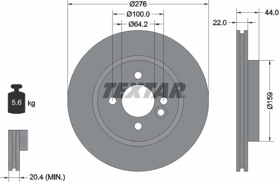 Textar 92107505 - Гальмівний диск autozip.com.ua