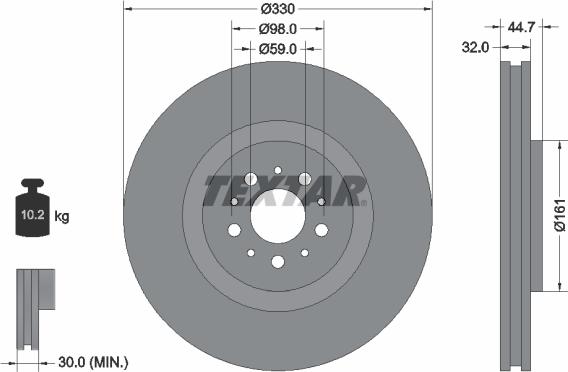 Textar 92119600 - Гальмівний диск autozip.com.ua