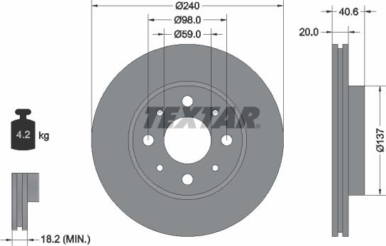 Textar 92118000 - Гальмівний диск autozip.com.ua