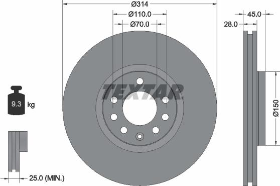 Textar 92118805 - Гальмівний диск autozip.com.ua