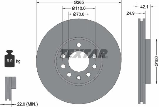 Textar 92118700 - Гальмівний диск autozip.com.ua