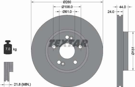 Textar 92113800 - Гальмівний диск autozip.com.ua