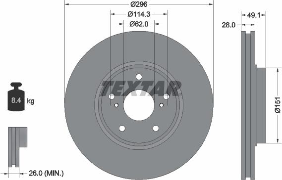 Textar 92185403 - Гальмівний диск autozip.com.ua