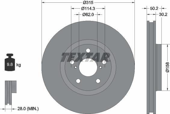 Textar 92185603 - Гальмівний диск autozip.com.ua