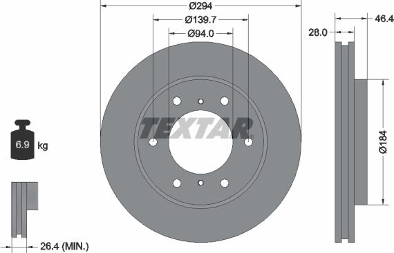 Textar 92180205 - Гальмівний диск autozip.com.ua