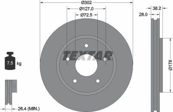 Textar 92181503 - Гальмівний диск autozip.com.ua