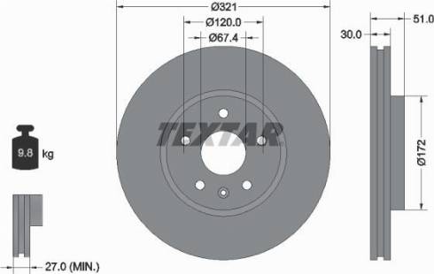 Textar 92187000 - Гальмівний диск autozip.com.ua