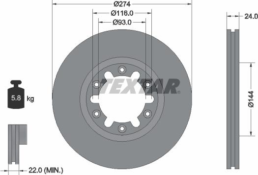 Textar 92136300 - Гальмівний диск autozip.com.ua