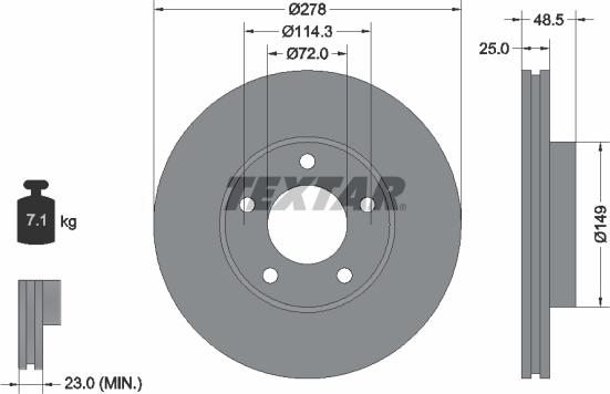 Textar 92130300 - Гальмівний диск autozip.com.ua