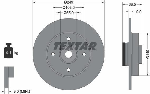 Textar 92133300 - Гальмівний диск autozip.com.ua