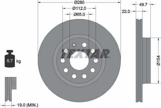 Textar 92120705 - Гальмівний диск autozip.com.ua