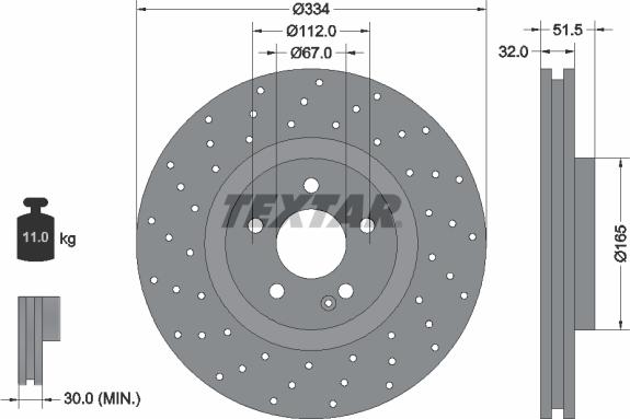 Textar 92123800 - Гальмівний диск autozip.com.ua