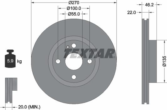 Textar 92175900 - Гальмівний диск autozip.com.ua