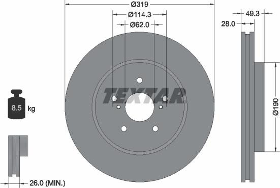 Textar 92171503 - Гальмівний диск autozip.com.ua