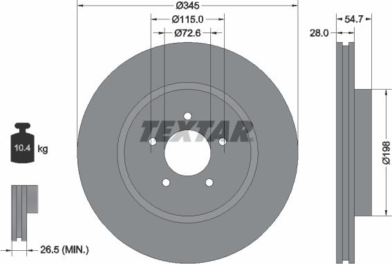 Textar 92177105 - Гальмівний диск autozip.com.ua