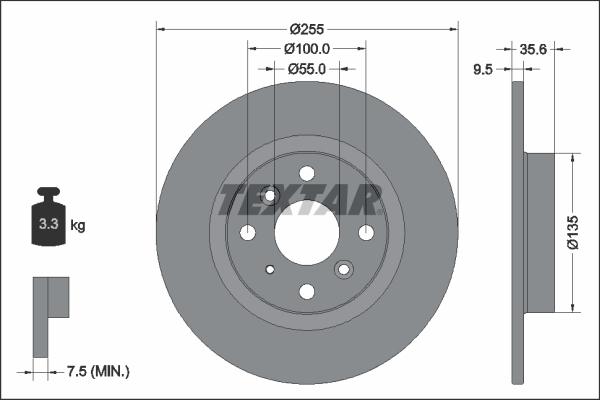 Textar 92338203 - Гальмівний диск autozip.com.ua