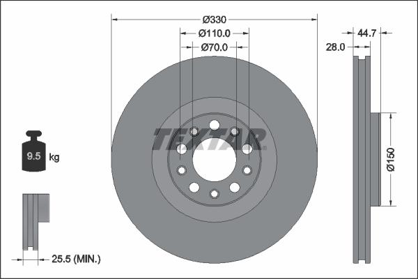 Textar 92337905 - Гальмівний диск autozip.com.ua