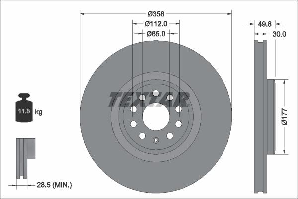Textar 92337505 - Гальмівний диск autozip.com.ua