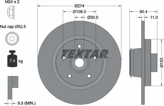 Textar 92329403 - Гальмівний диск autozip.com.ua