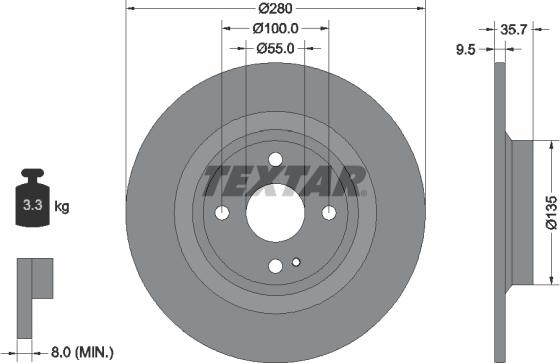 Textar 92320003 - Гальмівний диск autozip.com.ua