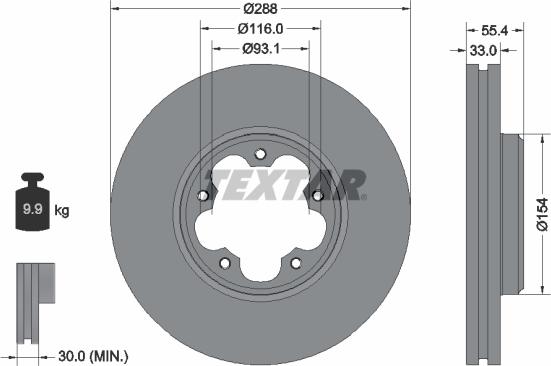 Textar 92320303 - Гальмівний диск autozip.com.ua